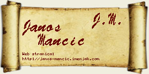 Janoš Mančić vizit kartica